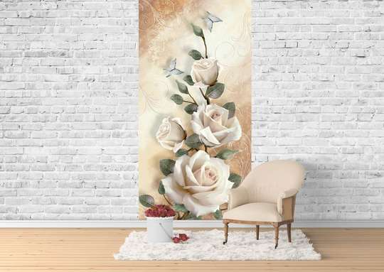 Wall Mural - Delicate rose on a beige background