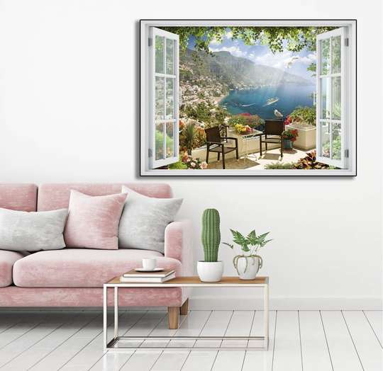 Wall Decal - Window overlooking the terrace by the sea