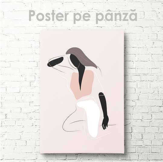Постер - Девушка, 30 x 45 см, Холст на подрамнике, Минимализм