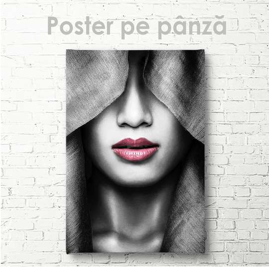 Постер,Buzele roz, 30 x 45 см, Panza pe cadru
