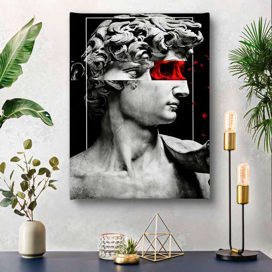 Poster - Statuia lui David cu privirea roșie, 30 x 45 см, Panza pe cadru