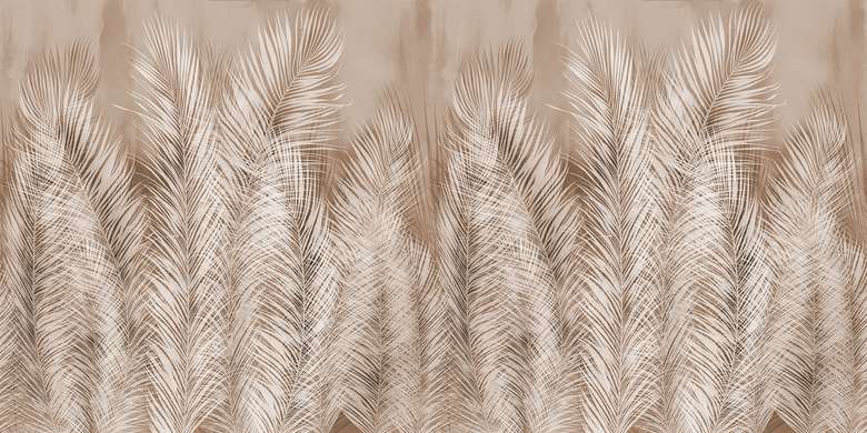 Wall Mural - Abstract beige feathers from bottom to top
