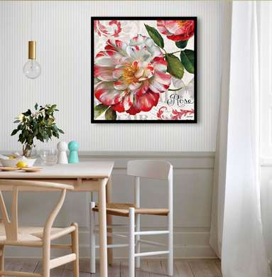 Poster - Red and white vintage flower, 40 x 40 см, Canvas on frame