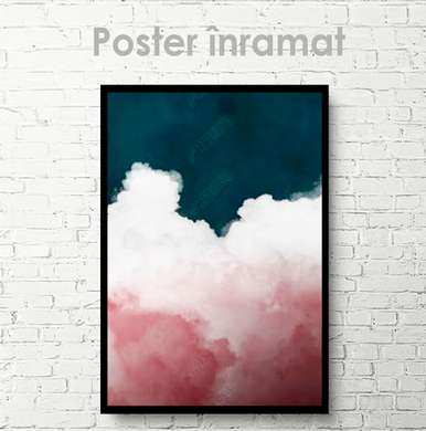 Poster - Apă albastră și nori roz, 30 x 45 см, Panza pe cadru