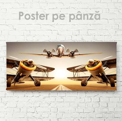 Постер - Самолеты, 60 x 30 см, Холст на подрамнике