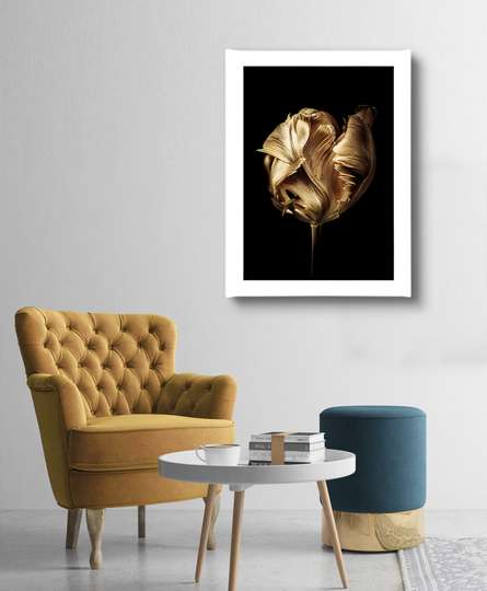 Poster - Golden Flower, 30 x 45 см, Canvas on frame, Glamour