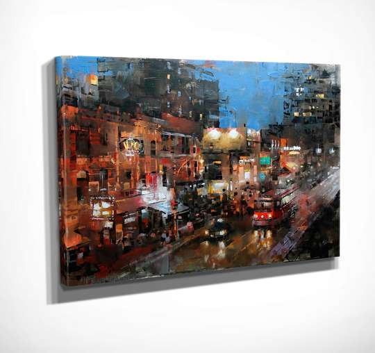 Poster - Night city, 45 x 30 см, Canvas on frame, Art