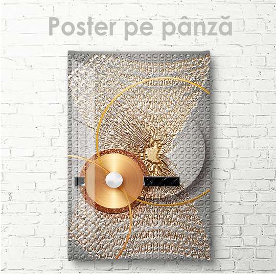 Постер - Золотые элементы, 30 x 45 см, Холст на подрамнике, Абстракция
