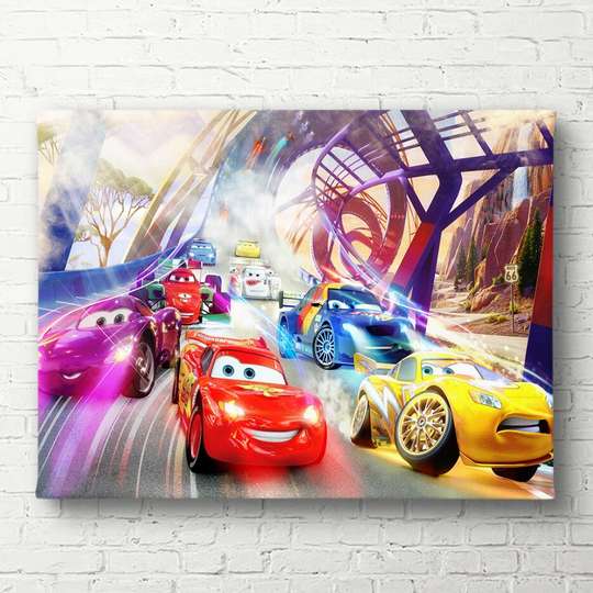 Poster - Cars from the cartoon, 90 x 60 см, Framed poster, For Kids