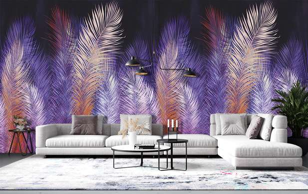 Wall Mural - Pink-purple abstract feathers from bottom to top