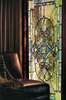 Самоклейка для окон, Декоративный витраж геометрии в зеленых тонах, 60 x 90cm, Transparent, Витражная Пленка