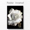 Постер - Белая роза с золотым контуром, 30 x 45 см, Холст на подрамнике, Цветы