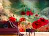 Wall Mural - Field of bright poppies