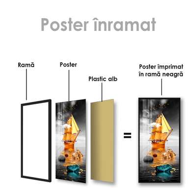 Poster - Nava de aur, 30 x 60 см, Panza pe cadru