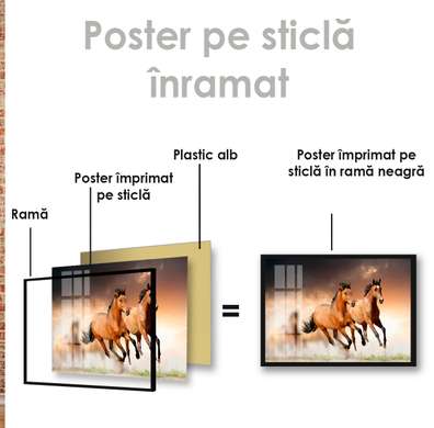Poster, Doi cai grațioși, 45 x 30 см, Panza pe cadru