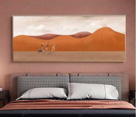 Poster - Girafele în pustiu, 90 x 30 см, Panza pe cadru