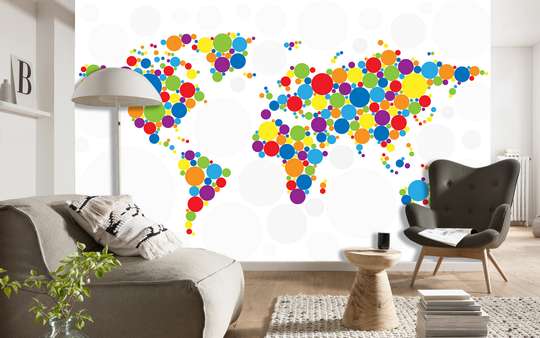 Fototapet - Bule multicolore sub forma unei hărți ale lumii