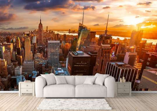 Wall Mural - Bright sunset in New York