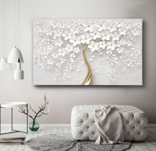 Poster - Tree in flowers, 60 x 30 см, Canvas on frame