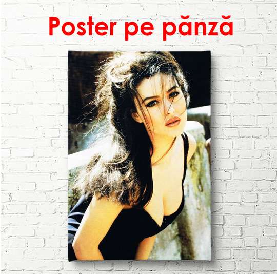 Poster - Monica Bellucci in a black dress, 60 x 90 см, Framed poster