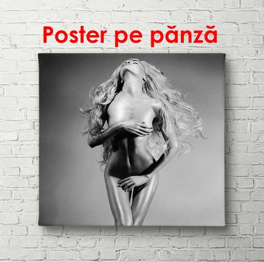 Постер - Девушка со светлыми волосами, 100 x 100 см, Постер в раме