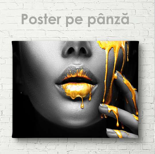 Постер - Золотая краска, 45 x 30 см, Холст на подрамнике, Гламур