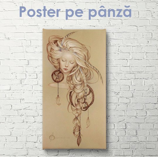Постер, Девушка из сновидений, 30 x 90 см, Холст на подрамнике
