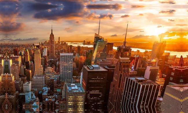 Фотообои - Яркий закат в Нью Йорке