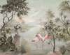 Wall Mural - Flamingos in the green jungle