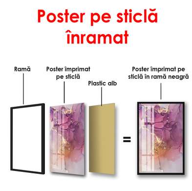 Poster - Abstracție cu elemente aurii, 30 x 45 см, 30 x 60 см, Panza pe cadru