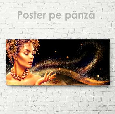 Poster - Praful auriu, 90 x 30 см, Panza pe cadru
