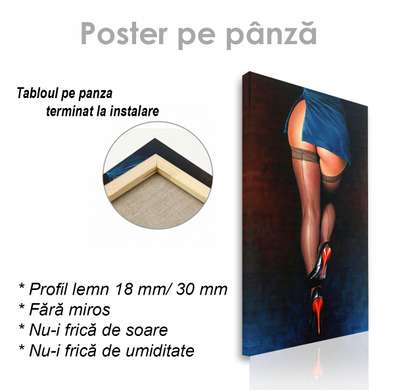 Постер - Девушка в чулках, 30 x 60 см, Холст на подрамнике