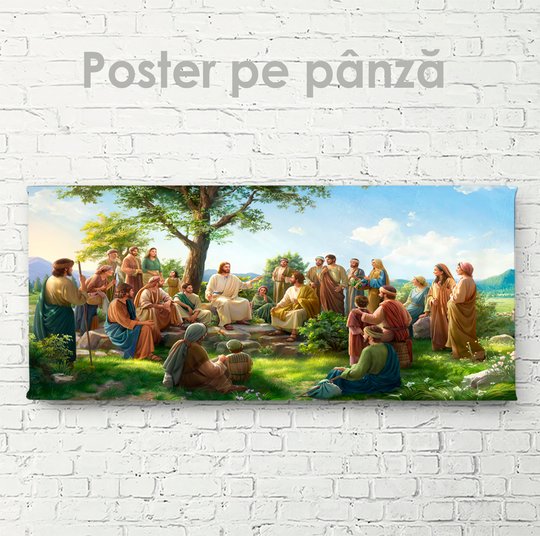 Постер, Иисус Христос и его ученики, 60 x 30 см, Холст на подрамнике