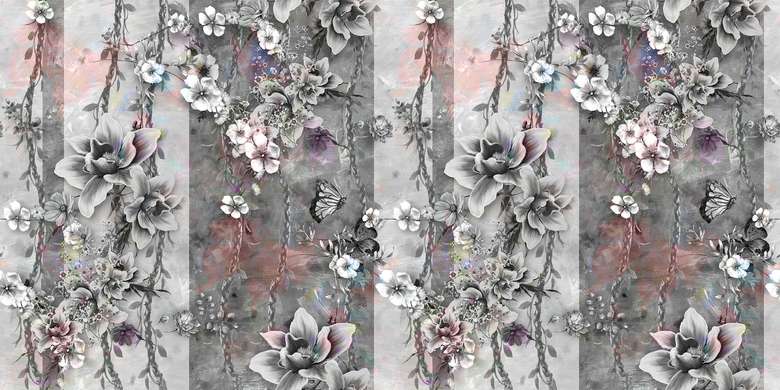 Fototapet - Imprimeu floral frumos în culori reci