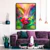 Poster - Multicolored rose with a butterfly, 30 x 45 см, Canvas on frame, Flowers