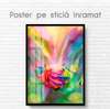 Poster - Multicolored rose with a butterfly, 30 x 45 см, Canvas on frame, Flowers