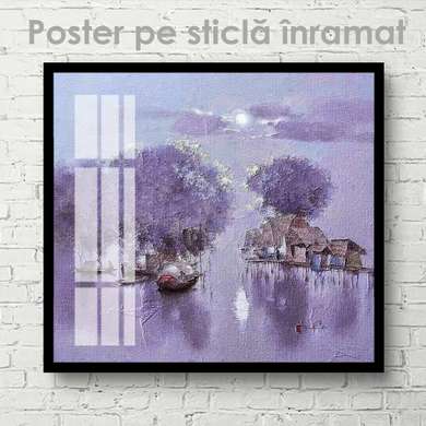 Постер - Деревня на воде, 40 x 40 см, Холст на подрамнике