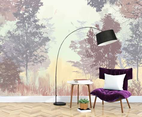 Wall Mural - Forest in pink shades