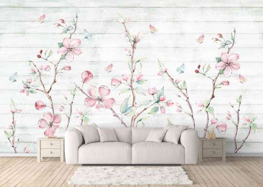 Wall Mural - Abstract background with delicate flowers.