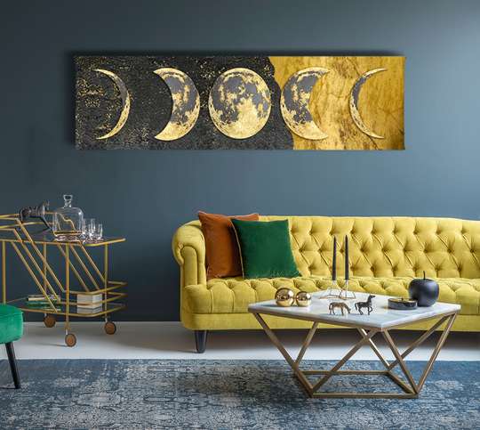 Постер - Фазы луны, 90 x 30 см, Холст на подрамнике, Гламур