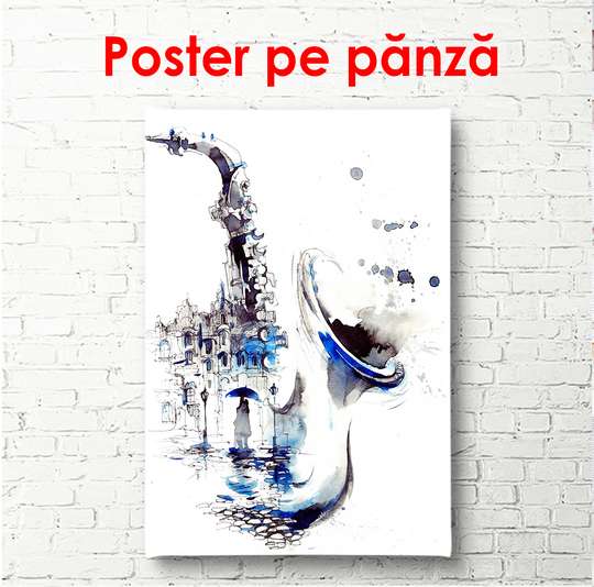 Постер - Музыкальный город, 60 x 90 см, Постер в раме, Минимализм