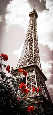 Фотообои - Цветы на фоне Эйфелевой башни