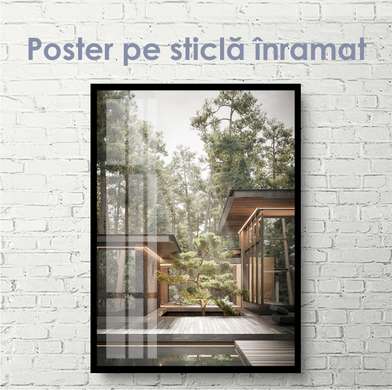 Poster - Casă modernă în pădure, 30 x 60 см, Panza pe cadru