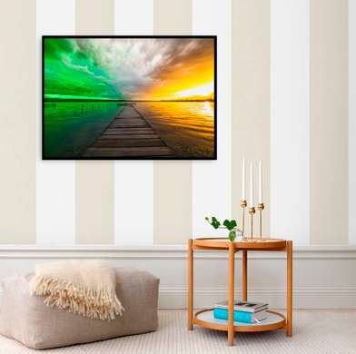 Poster - Bridge over water, 45 x 30 см, Canvas on frame