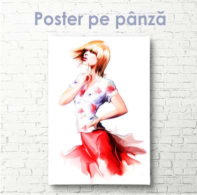 Poster - Fată gânditoare, 30 x 60 см, Panza pe cadru