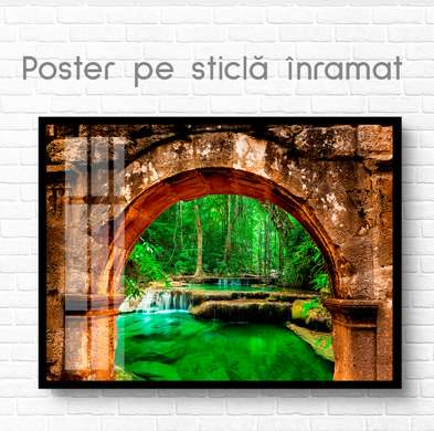 Poster - Podul spre pădurea verde, 45 x 30 см, Panza pe cadru