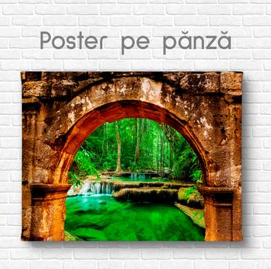 Poster - Podul spre pădurea verde, 45 x 30 см, Panza pe cadru