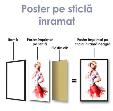 Poster - Fată gânditoare, 30 x 60 см, Panza pe cadru