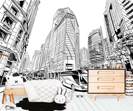 Wall Mural - Black and white city