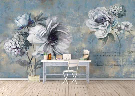 Wall Mural - Blue flower on a blue background.